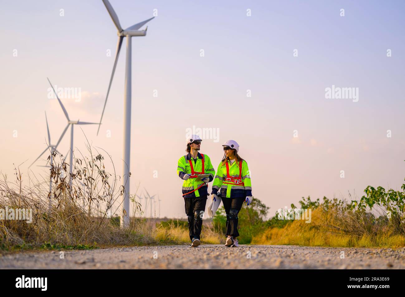 Engineer working with confident. Worker outdoor working. Mega project construction. Stock Photo