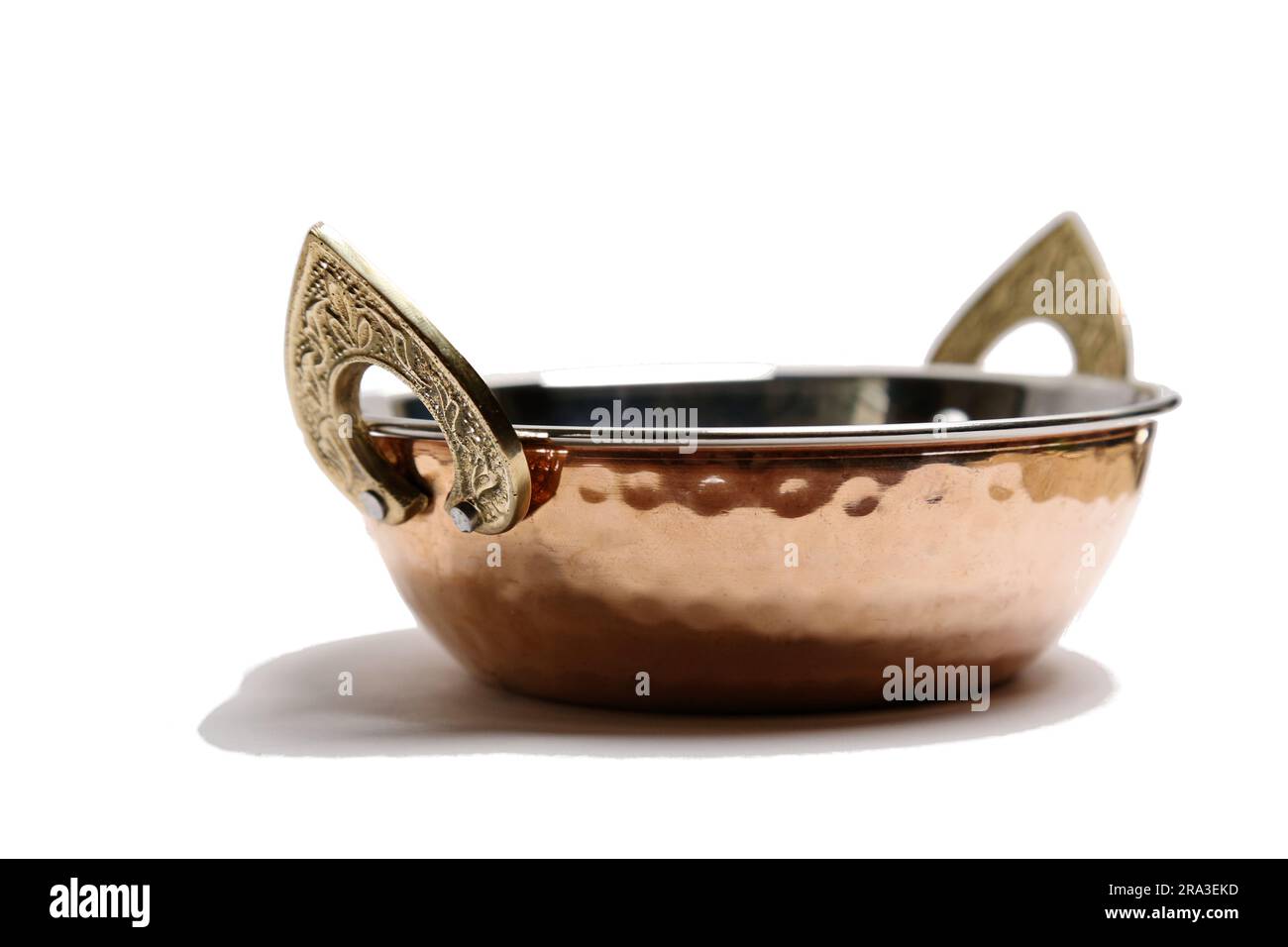 copper and stainless serving dishes (indian handi, karahi pots for food