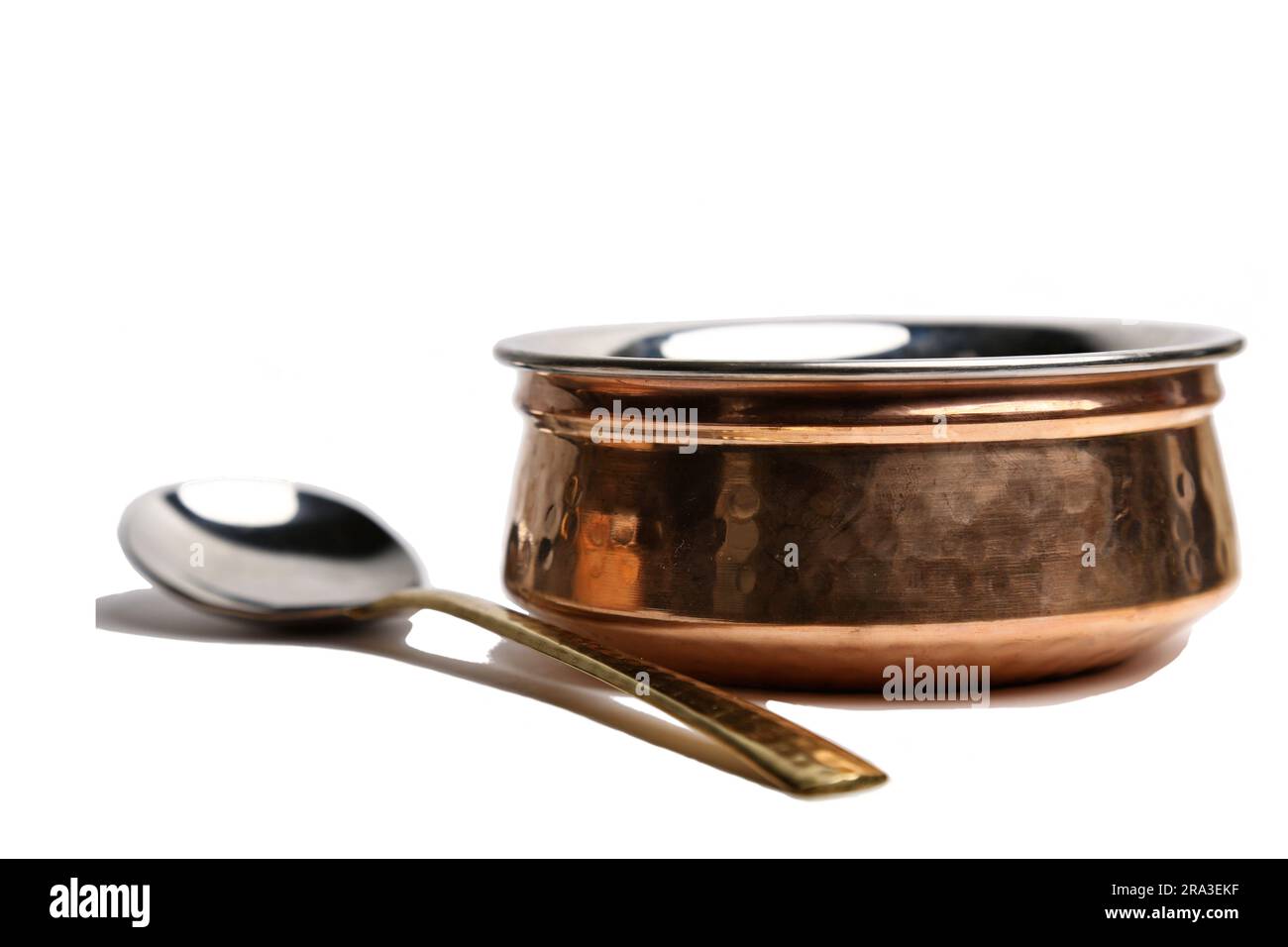 copper and stainless serving dishes (indian handi, karahi pots for food