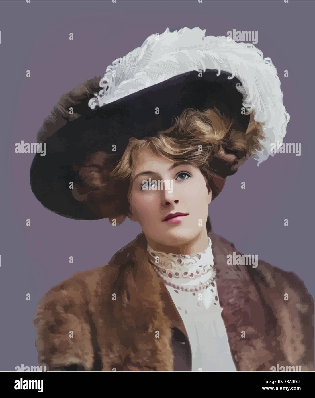 Vector portrait of Edna Loftus (c. 1895 - 1916), an early British theater actress. Stock Vector