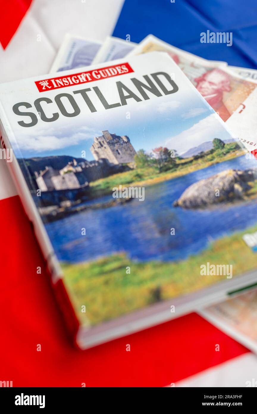 Calgary, Alberta - June 24, 2023: Cover of an Insightl guide for the country of Scotland. Stock Photo