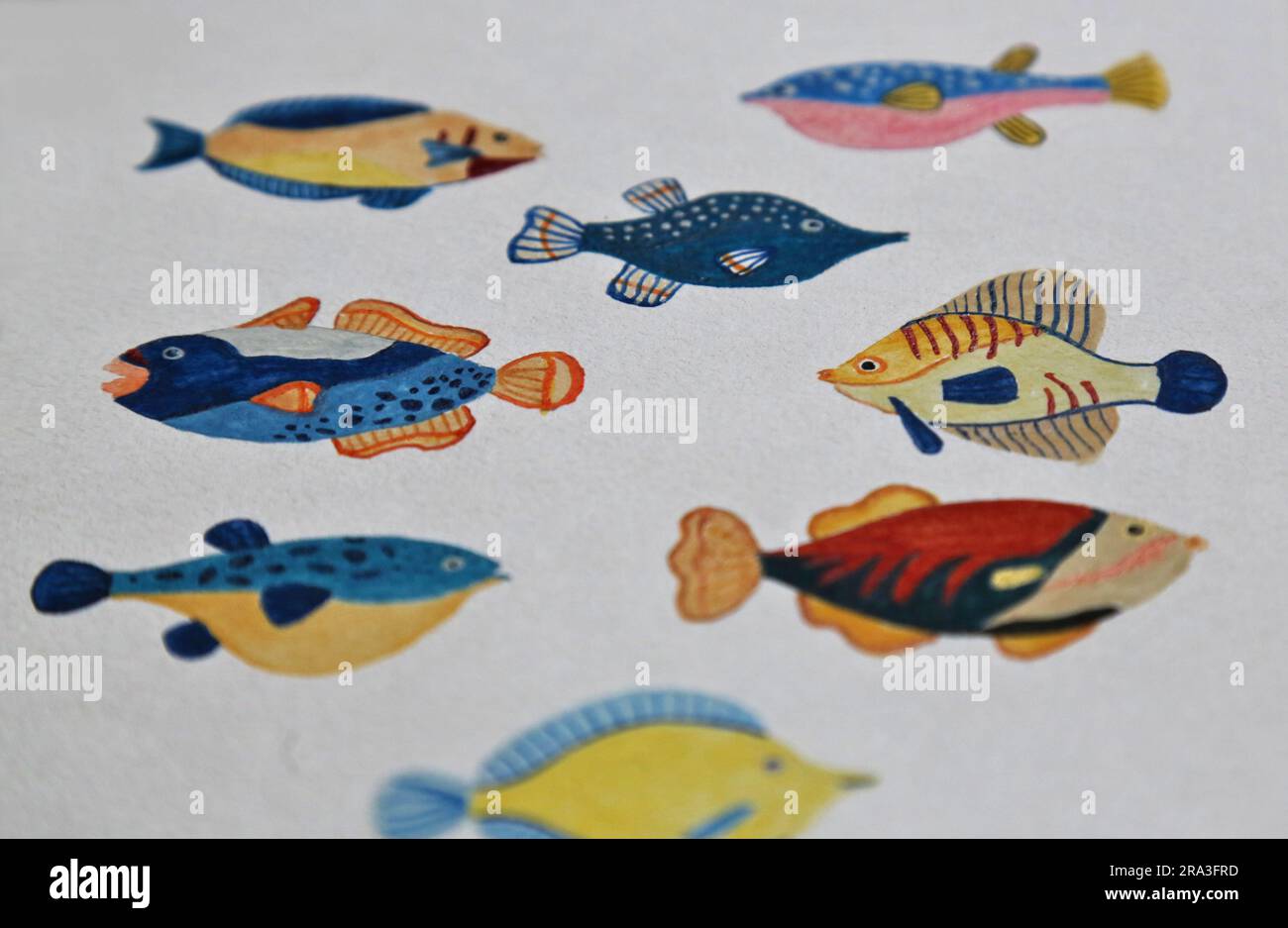 watercolor painting of fish (color study, colorful art, detail) detail ...