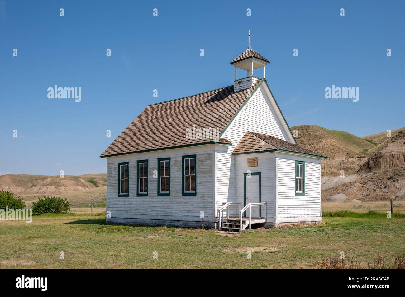 Old historic church in the ghost town of Dorothy, Alberta Stock Photo