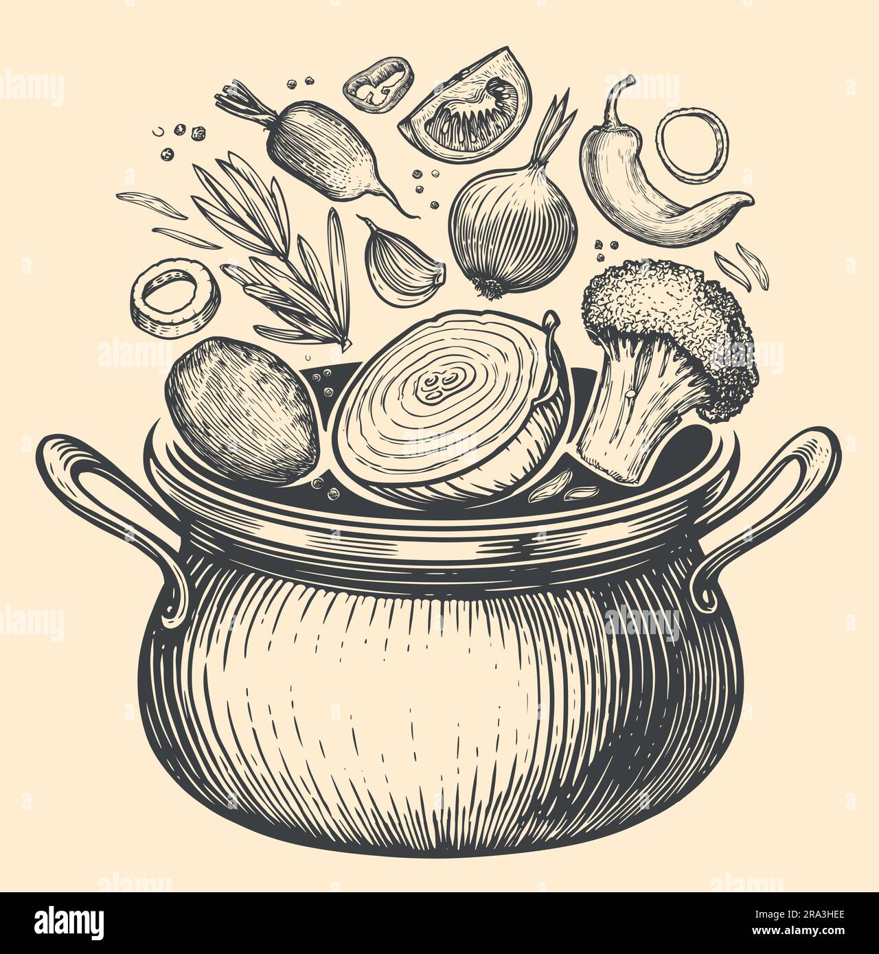 Pot with fresh vegetables. Healthy eating, vegetarian food and proper