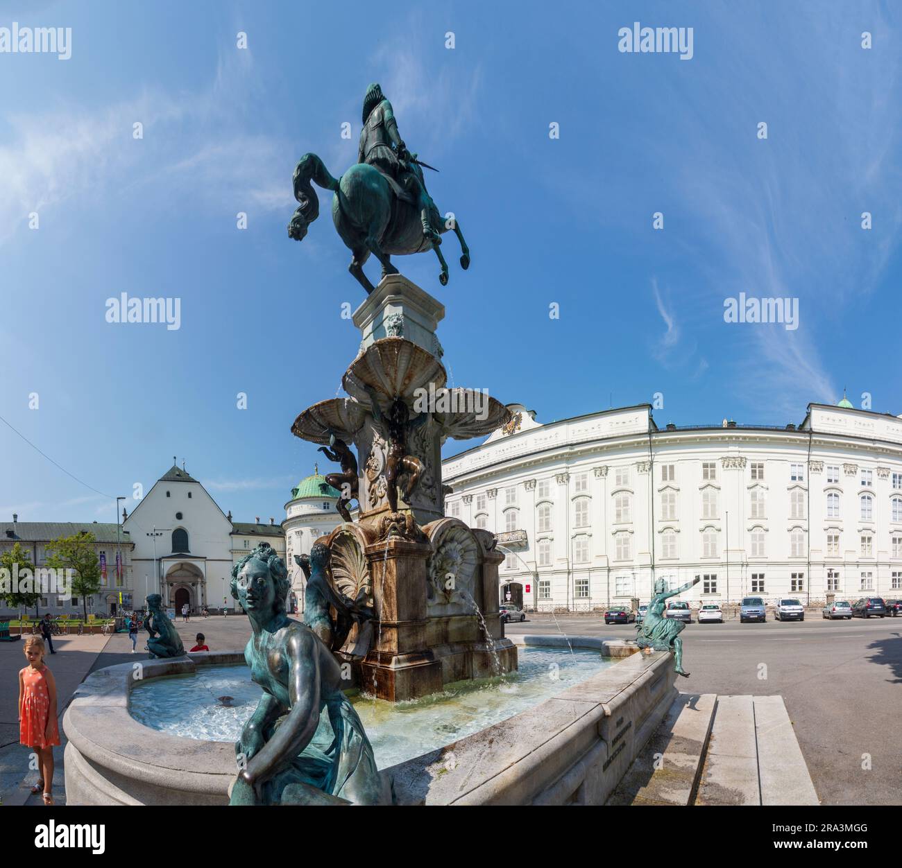 Innsbruck: Hofburg (Imperial Palace), fountain Leopoldsbrunnen in Region Innsbruck, Tirol, Tyrol, Austria Stock Photo