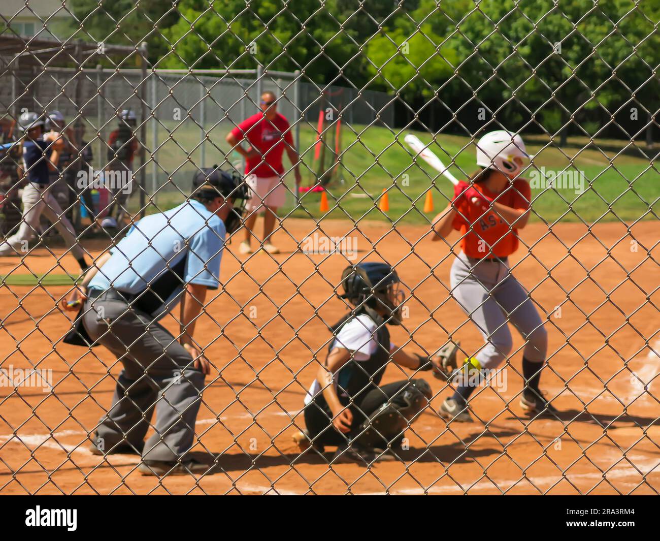 Girl's Softball Game Stock Photo