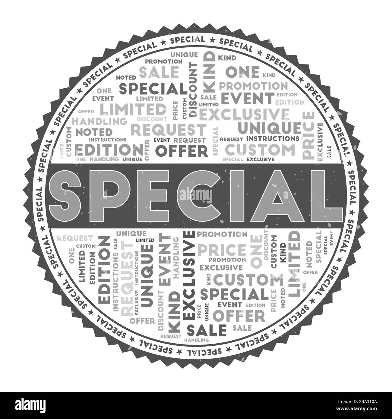 SPECIAL word image. Special concept with word clouds and round text ...