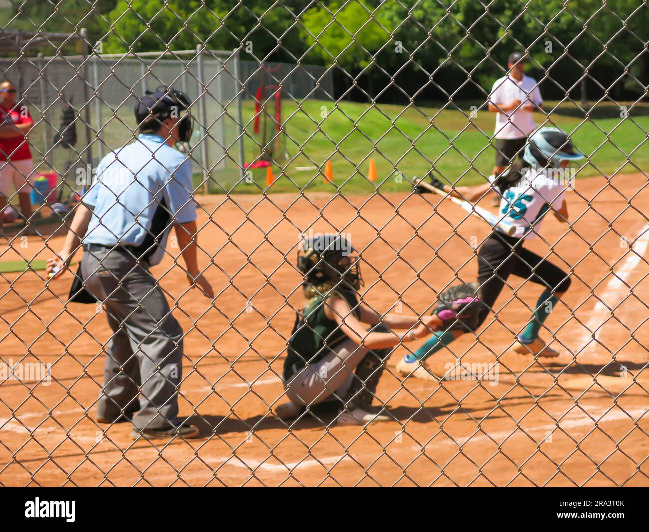 Girl's Softball Game Stock Photo