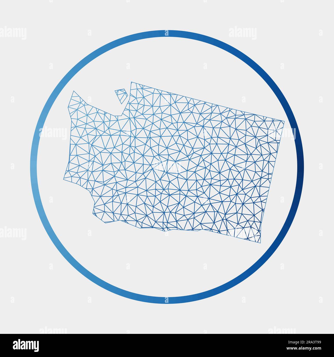 Washington icon. Network map of the US state. Round Washington sign ...