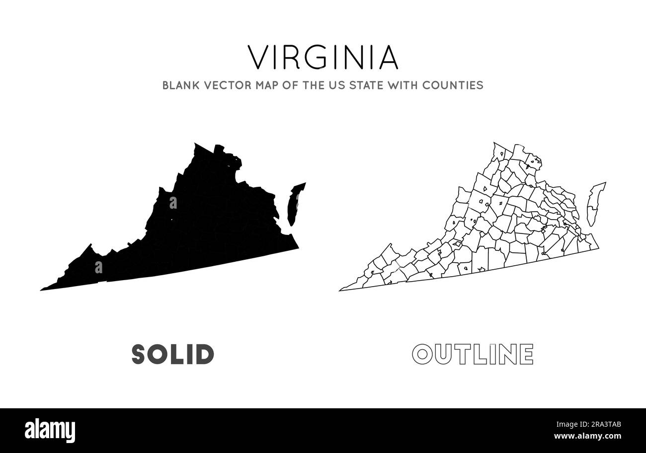 Virginia Blank Id Virginia Map Blank Vector Map Of The Us State With Counties Borders Of Virginia For Your Infographic Vector Illustration 2RA3TAB