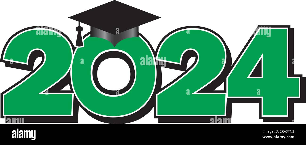 Green 2024 Graduation Cap Logo Stock Vector Image & Art Alamy
