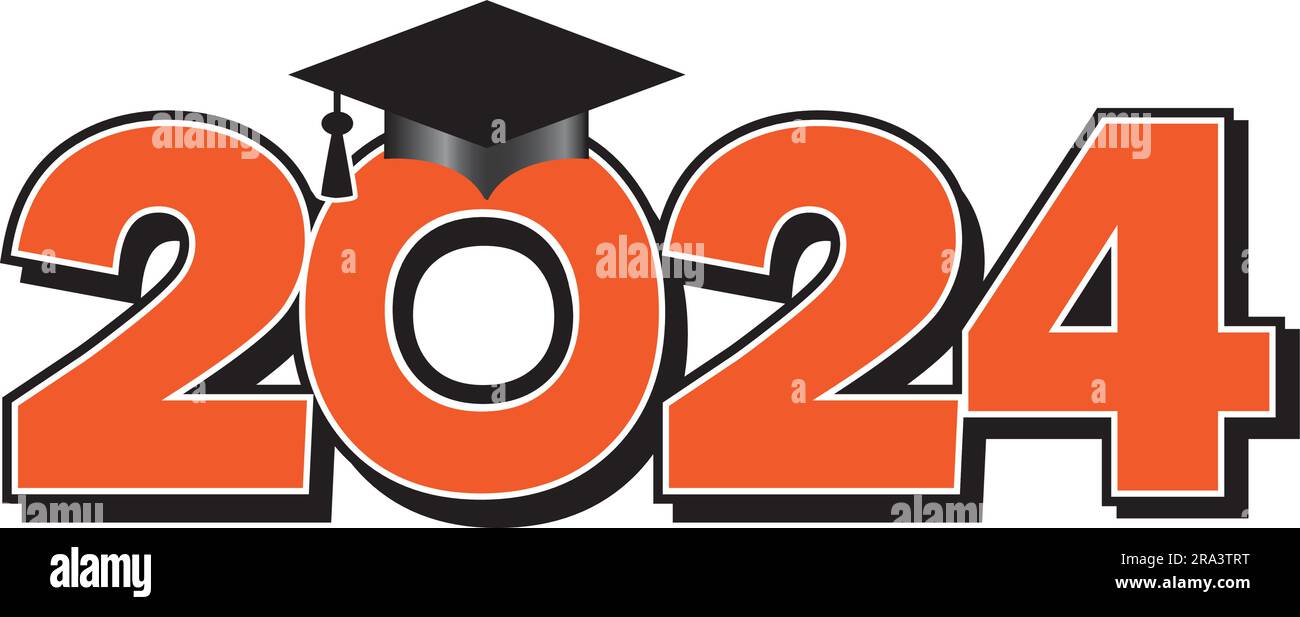 Orange 2024 Graduation Cap Logo Stock Vector Image & Art Alamy
