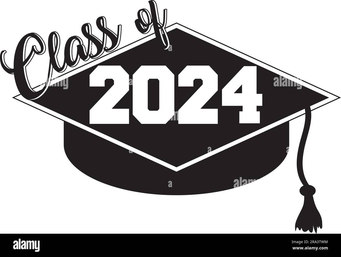 Graduation Cap 2024 Black and White Graduate Logo Stock Vector Image & Art  - Alamy