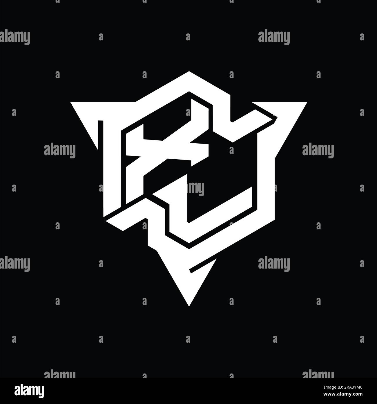 XL Letter Logo monogram hexagon shape with triangle outline gaming ...