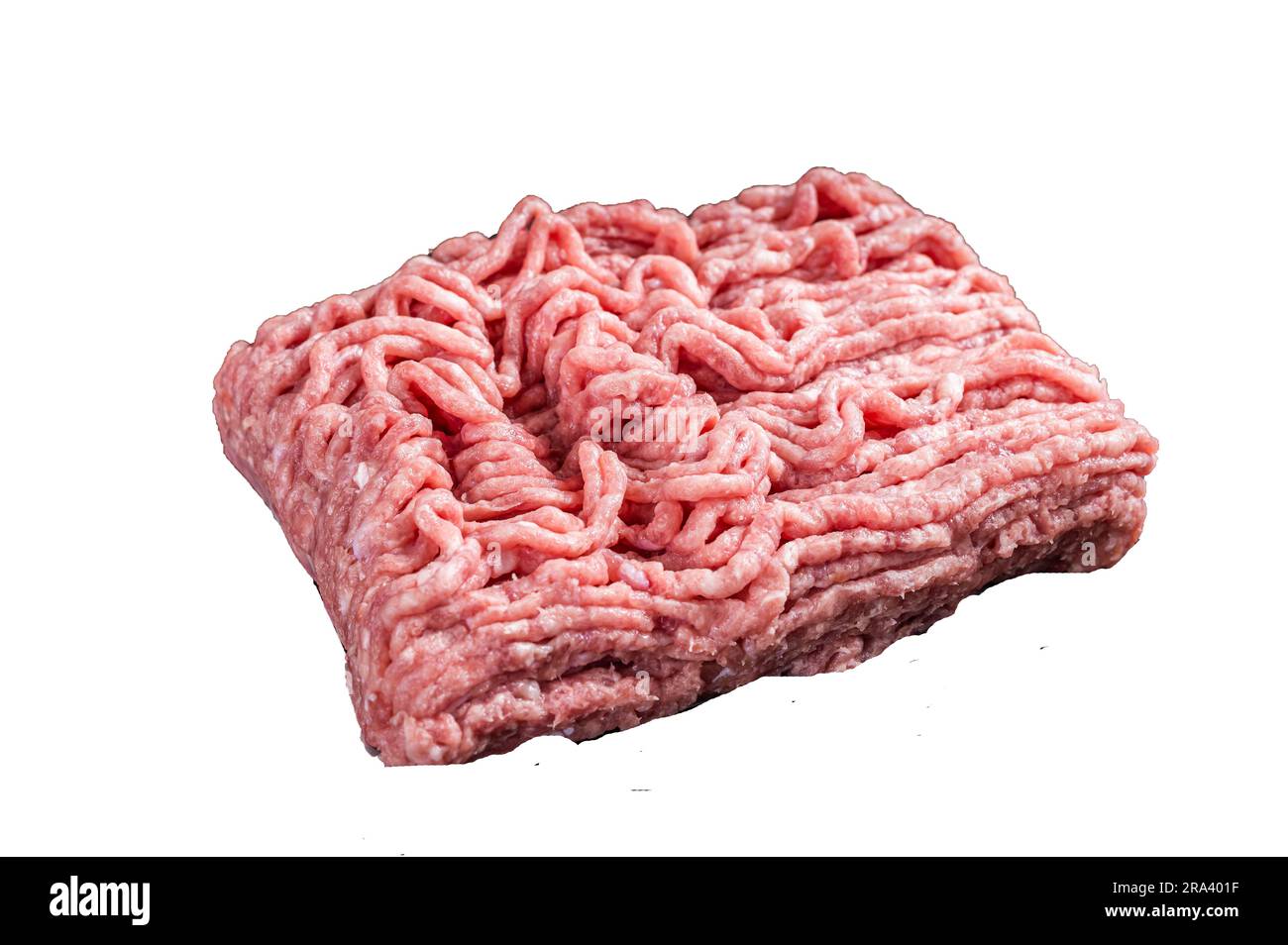 Raw ground chicken or turkey meat on brown table. High quality Isolate