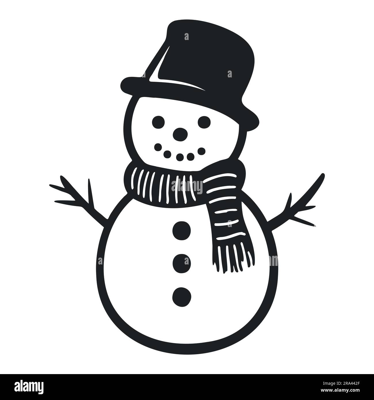 Snowman sketch on white background Royalty Free Vector Image
