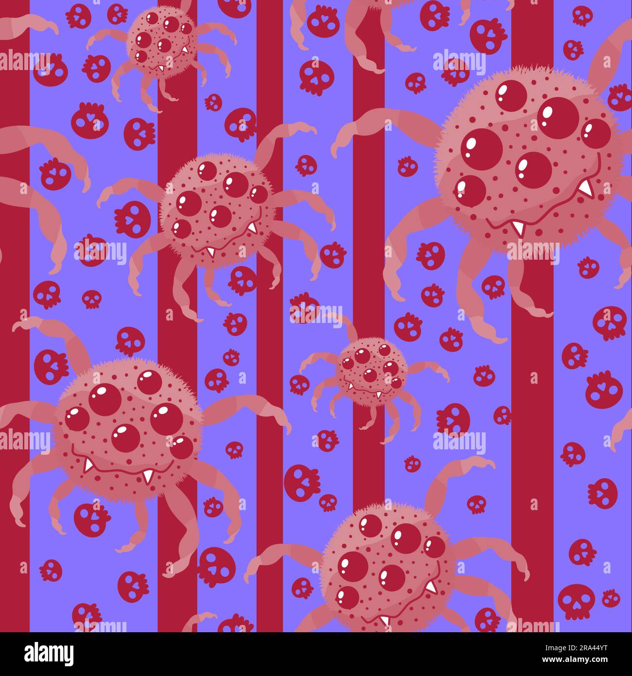 Cartoon monsters seamless Halloween spider pattern for wallpaper and ...