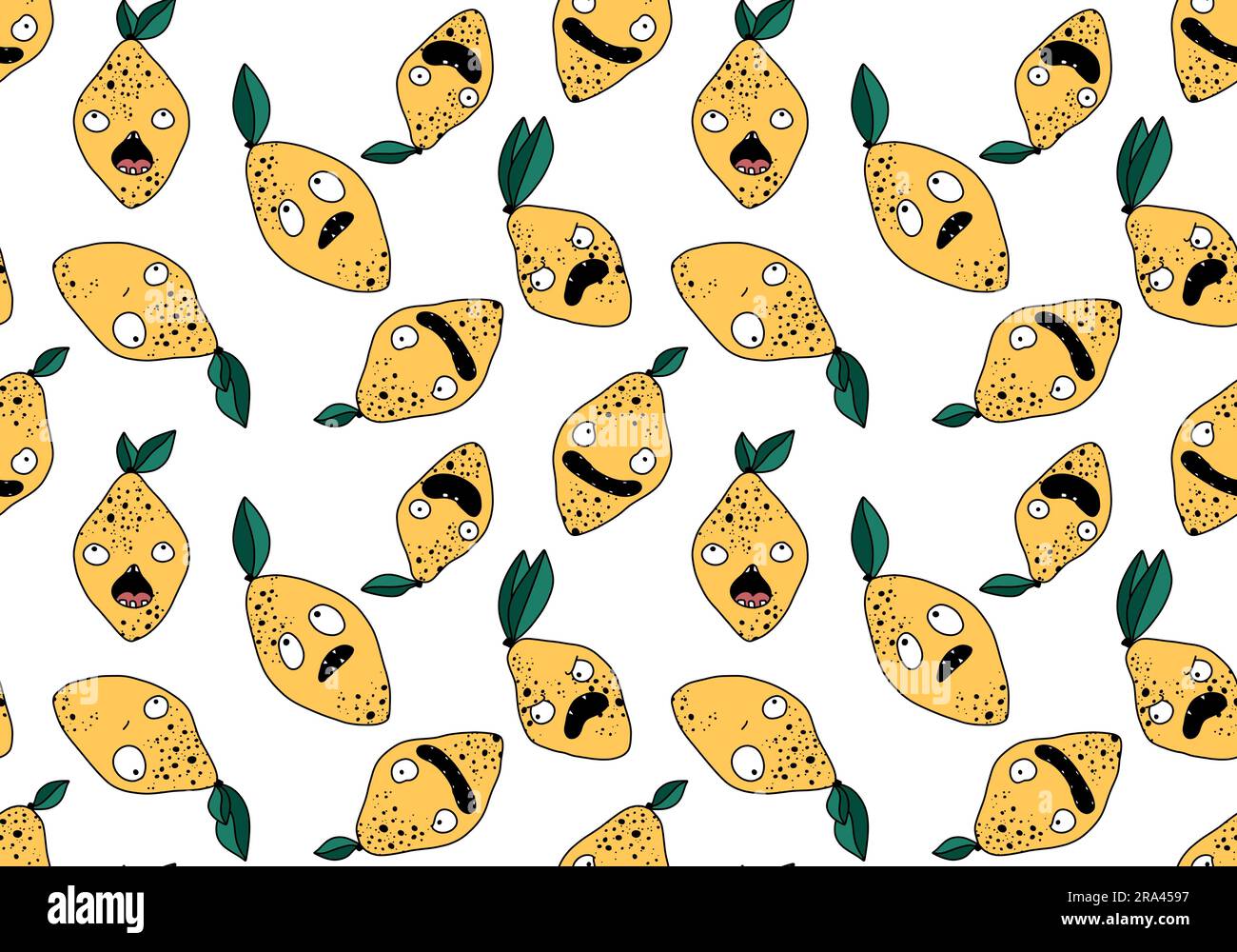 Summer cartoon fruit seamless monster lemon pattern for wrapping paper ...