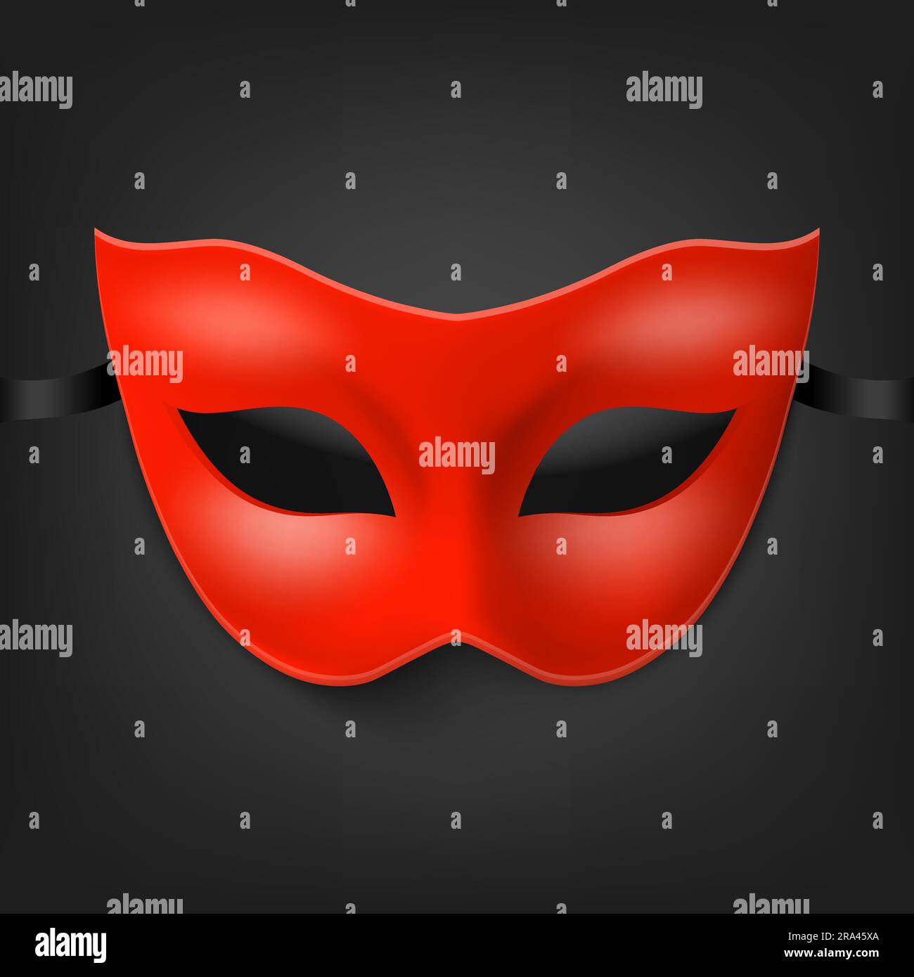 Vector 3d Realistic Blank Red Carnival Vintage Mask Icon Closeup ...