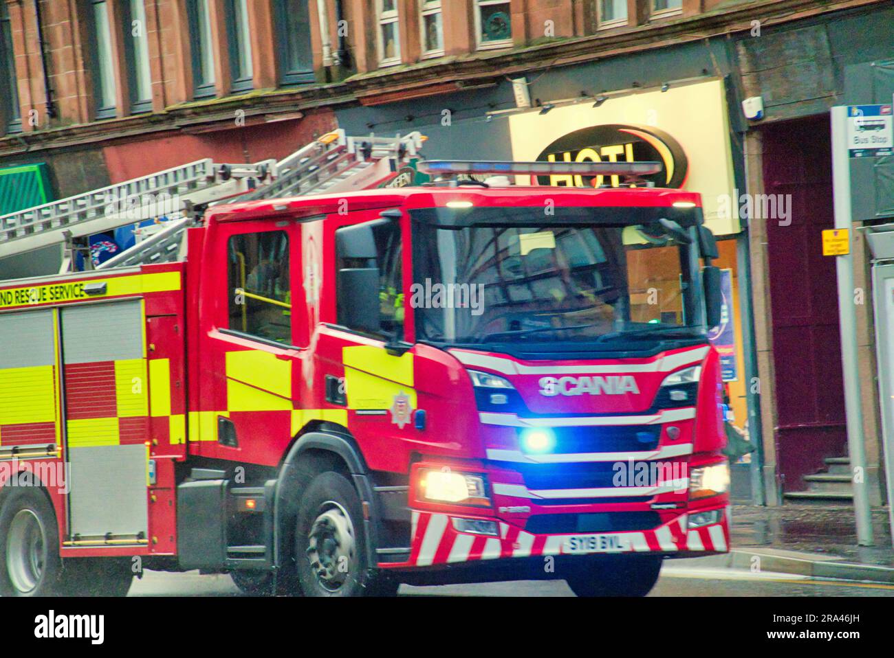 fire engine on call Glasgow, Scotland, UK Stock Photo