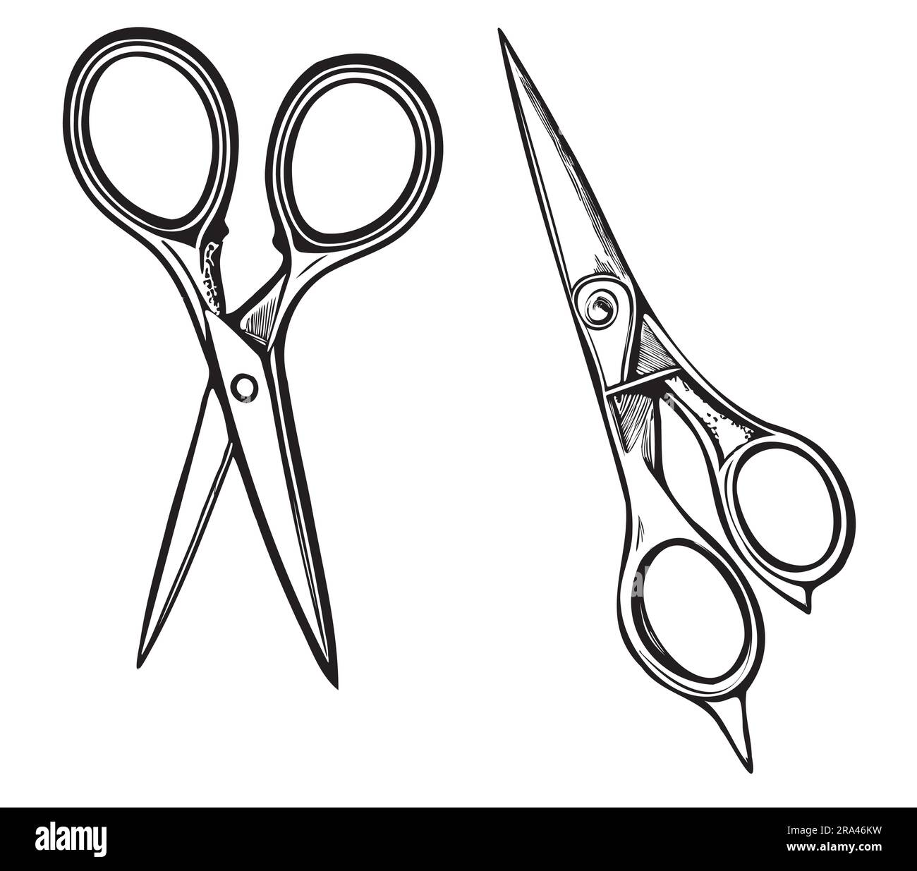 Scissors retro sketch hand drawn in doodle style Vector illustration Stock Vector