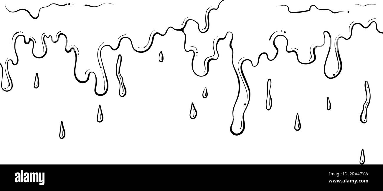 Dripping liquid border line art Stock Vector