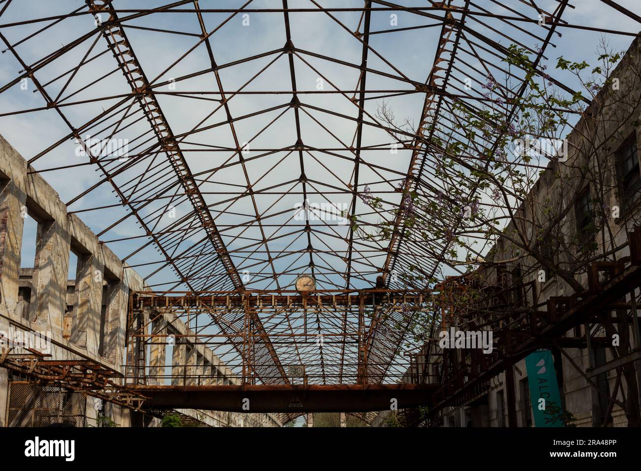 Milan, Italy - April 22, 2023: The iron roof of the Ex Mattatoio by Alcova during the Milan Design Week 2023 Stock Photo