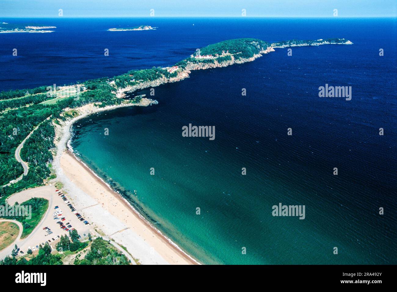 Aerial image of Ingonish, Cape Breton Island, Nova Scotia, Canada Stock