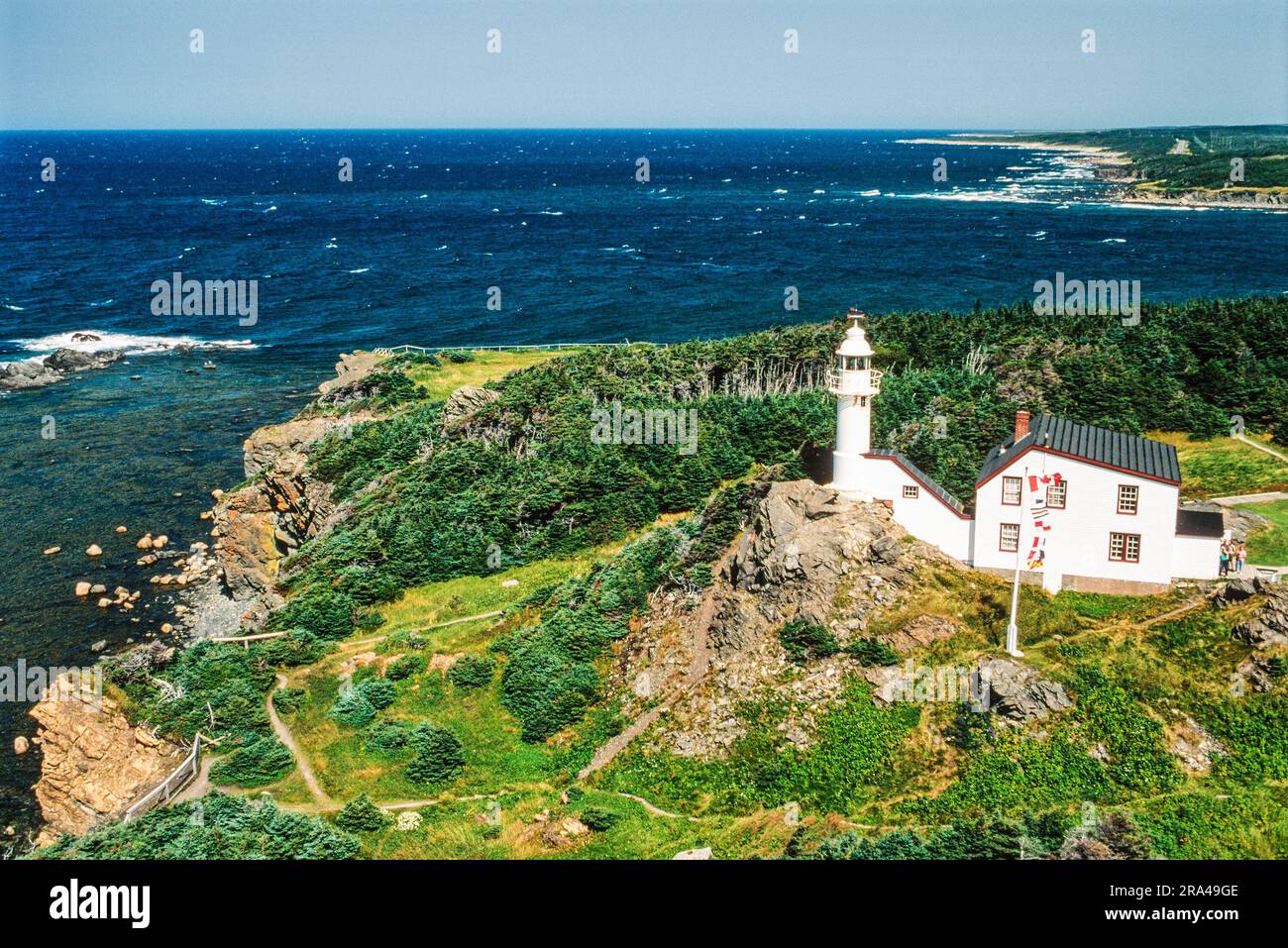 Aerial image of Lobster Cove Head Lighthouse, Newfoundland, Canada