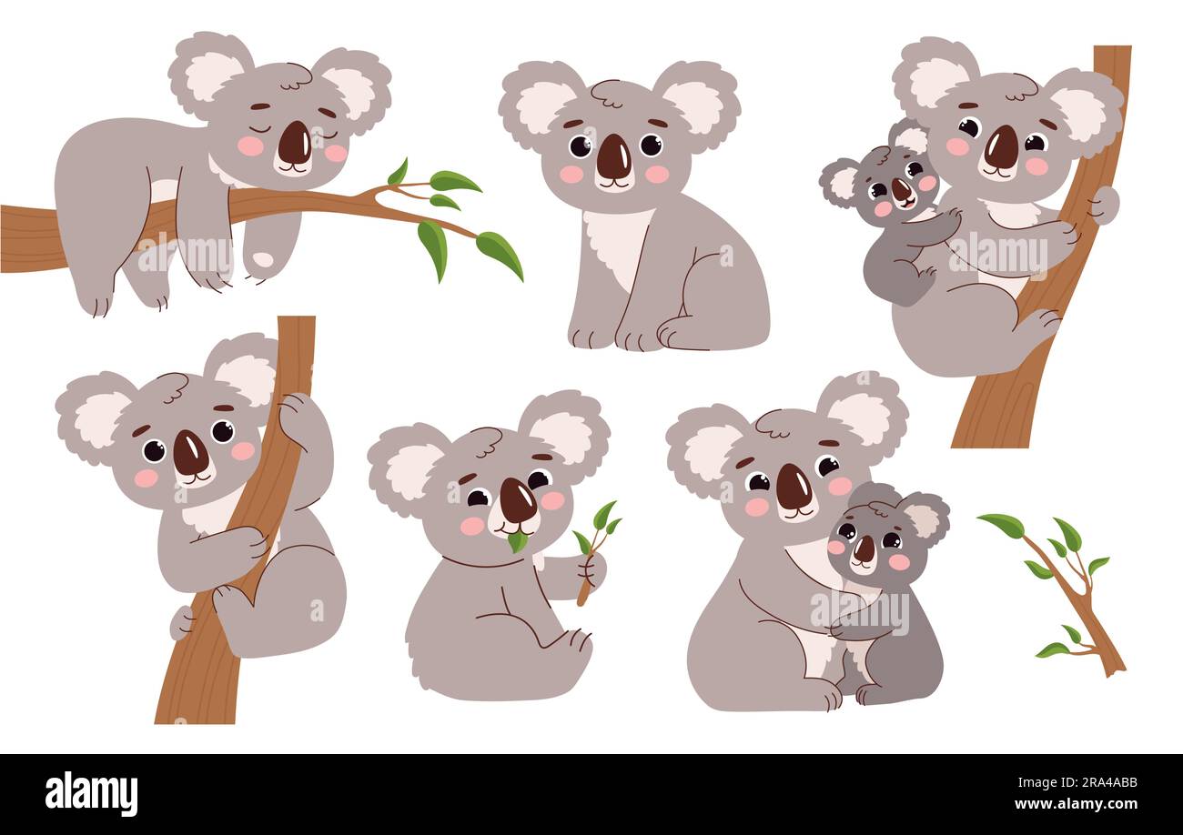 Koala hand-drawn comic illustration. Koala. Cute vector doodle style  cartoon illustration Stock Vector Image & Art - Alamy