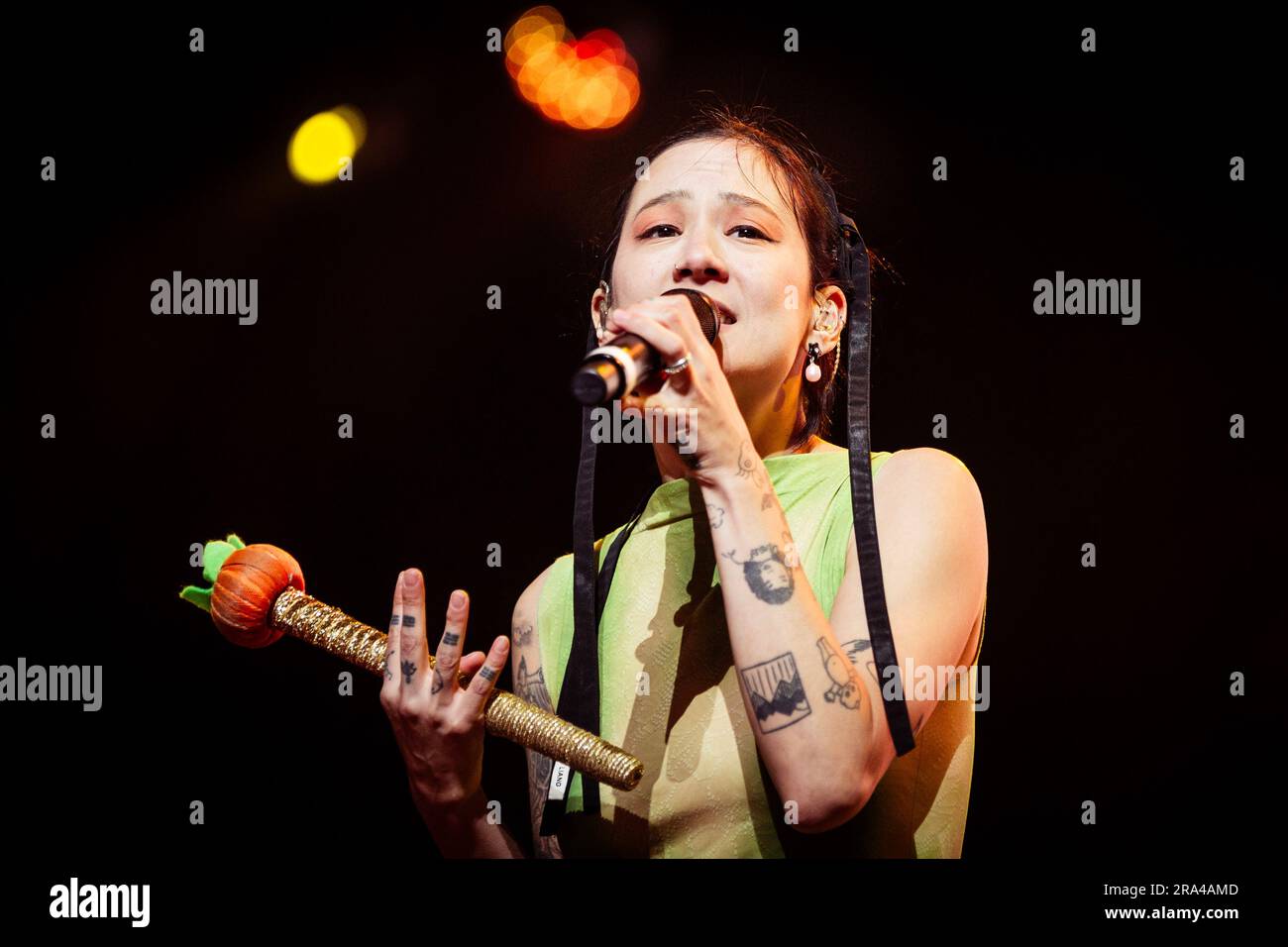 Roskilde, Denmark. 30th June, 2023. The American band Japanese Breakfast performs a live concert during the Danish music festival Roskilde Festival 2023 in Roskilde. Here singer and musician Michelle Zauner is seen live on stage. (Photo Credit: Gonzales Photo/Alamy Live News Stock Photo