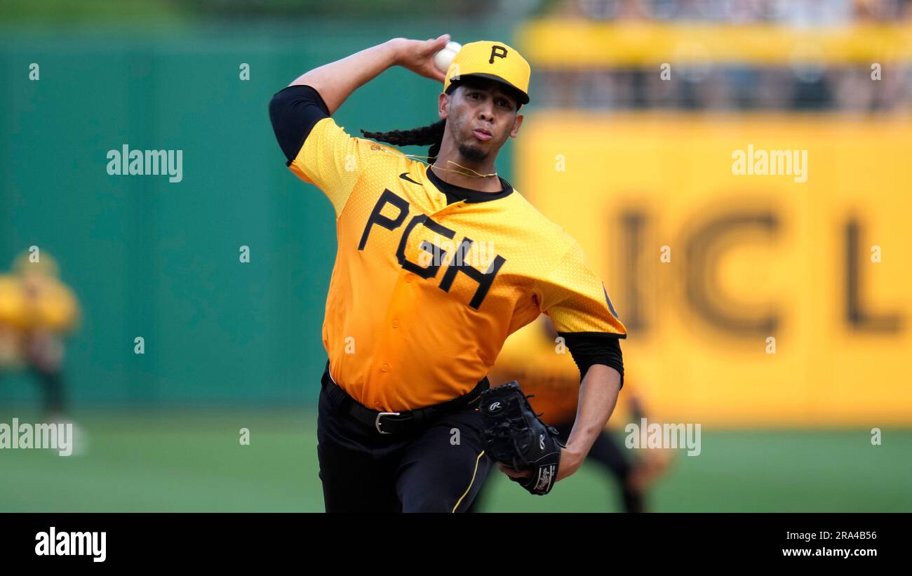 Pittsburgh Pirates starting pitcher Osvaldo Bido delivers during the first  inning of a baseball game against the Milwaukee Brewers in Pittsburgh,  Friday, June 30, 2023. (AP Photo/Gene J. Puskar Stock Photo - Alamy