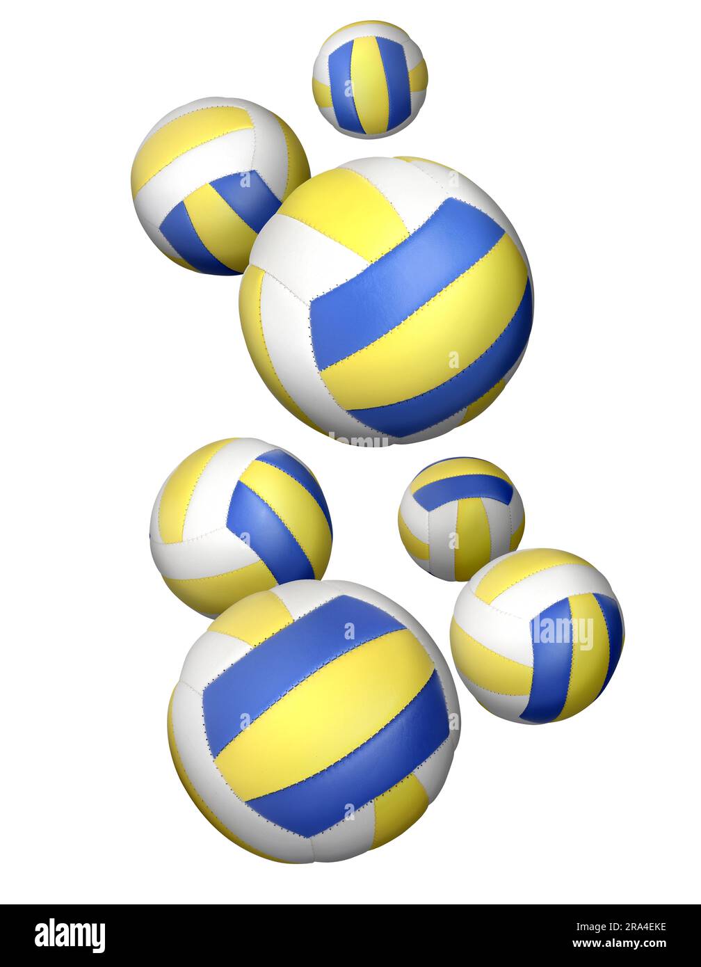 Many volleyball balls falling on white background Stock Photo Alamy