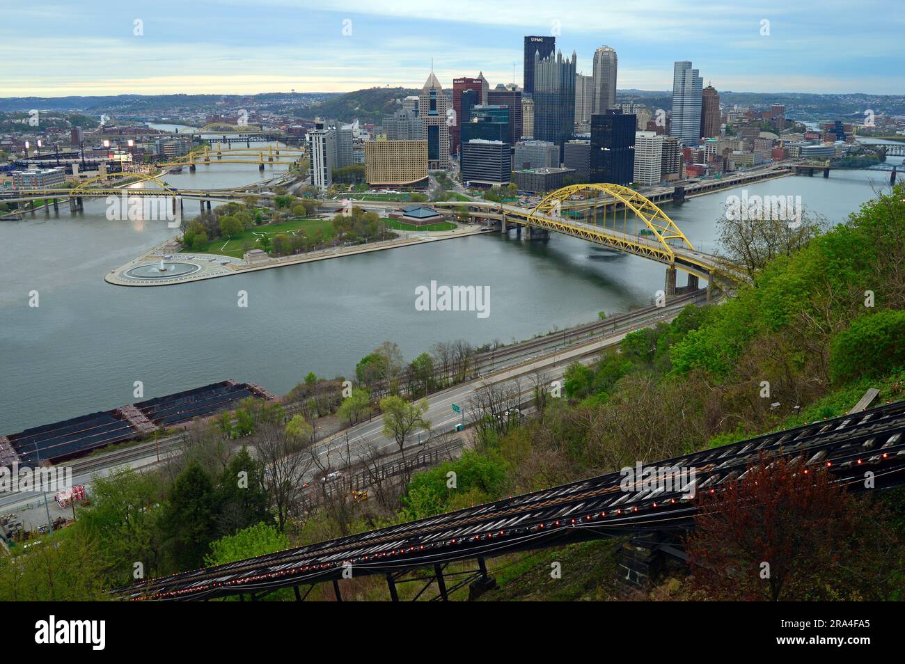 The city of Pittsburgh as seen from the Duquesne Incline Stock Photo