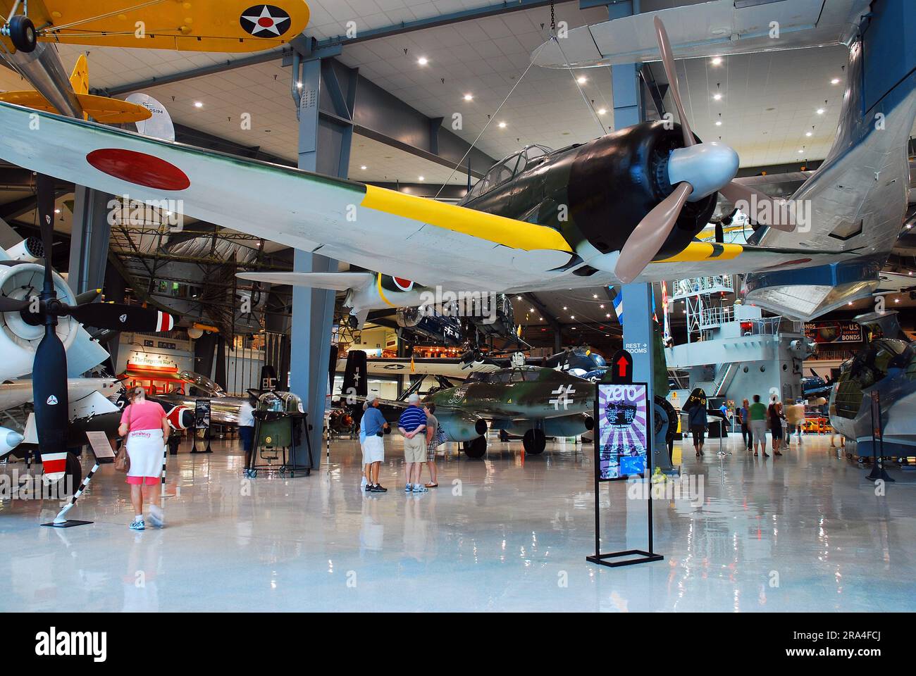 A Japanese Mitsubishi Zero and German World War II era airplanes are on display at the Naval Air Museum in Pensacola, Florida Stock Photo