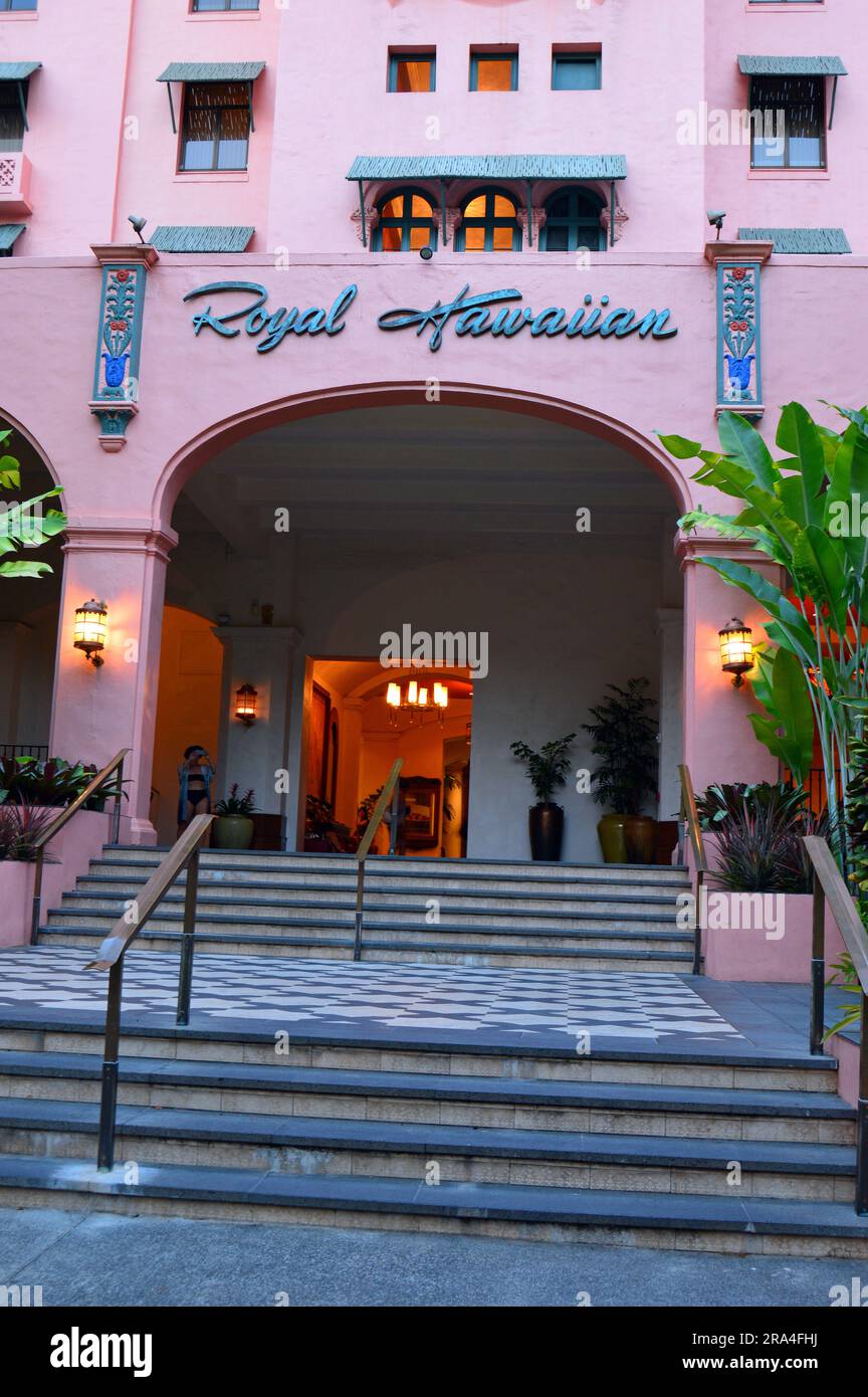 The Royal Hawaiian Hotel, just steps from the sands of Waikiki Beach