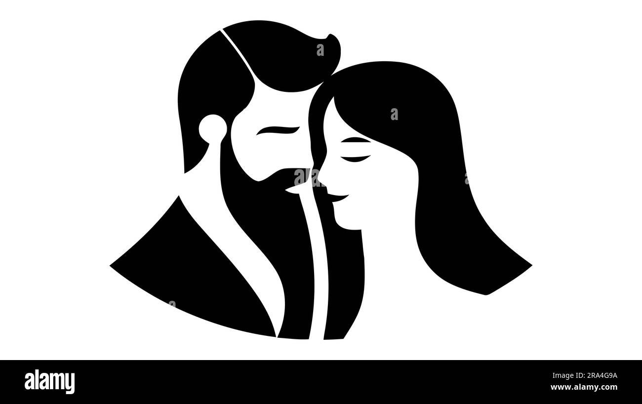 Couple in love, vector logo on white background Stock Vector