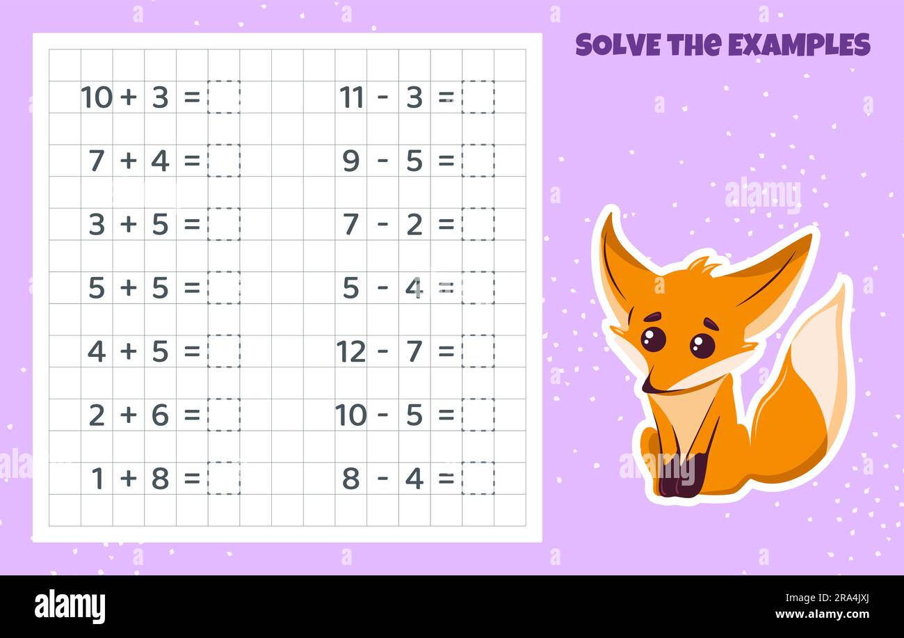 Math game for kids addition and subtraction stock vector image art
