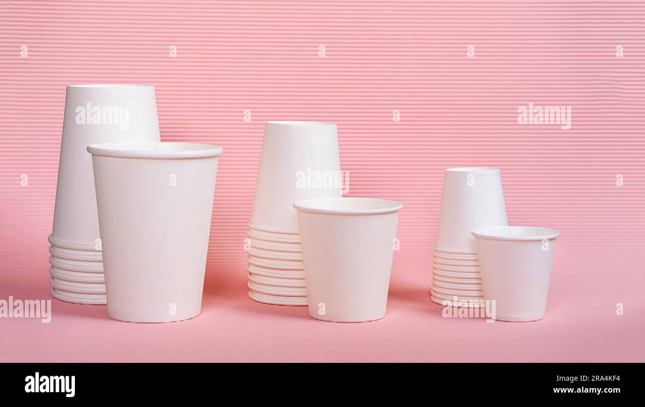 Various sized to go coffee cups. Stock Photo