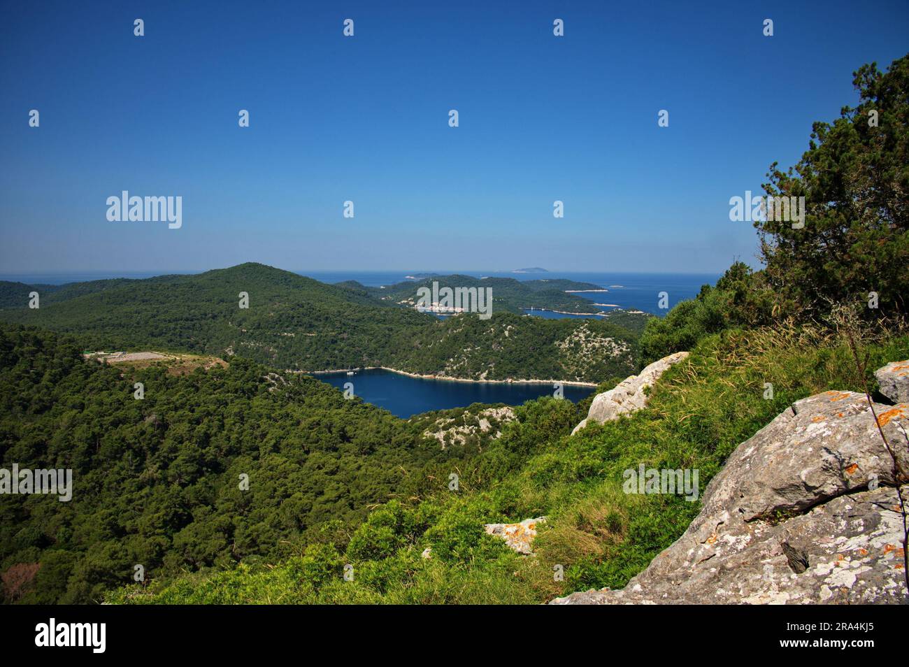 Scenic view of deep bay on Bisevo island in Croatia Stock Photo