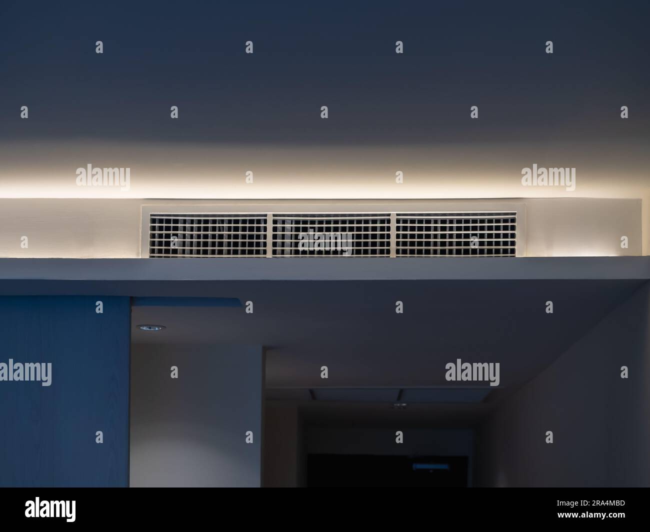 Air conditioning wall mounted ventilation system on ceiling in the