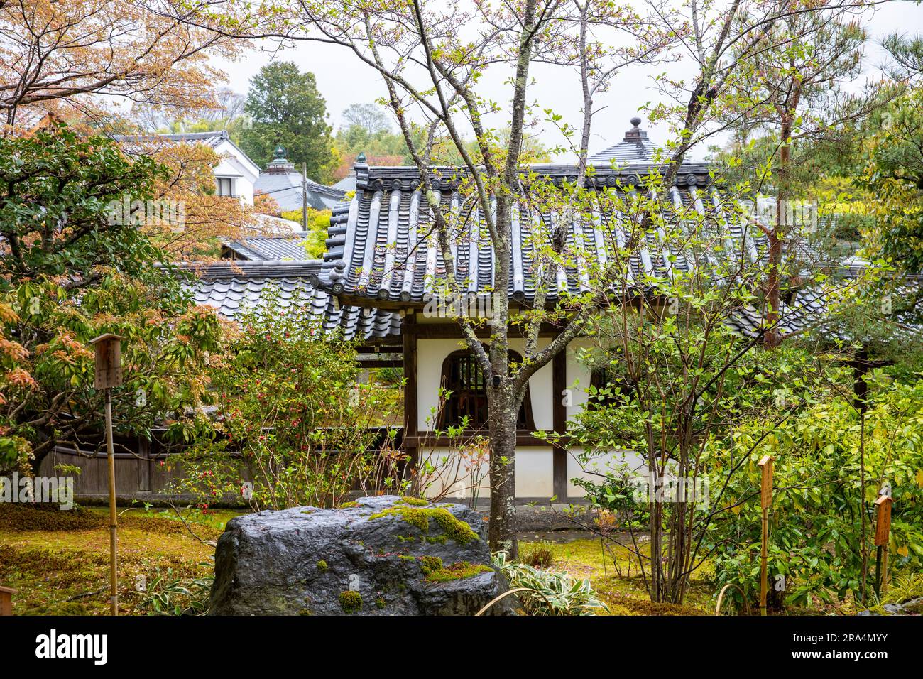 Tenryu - ji temple grounds, Kyoto, Japan,2023 and its famous scenic zen garden, spring weather, Japan,Asia,2023 Stock Photo