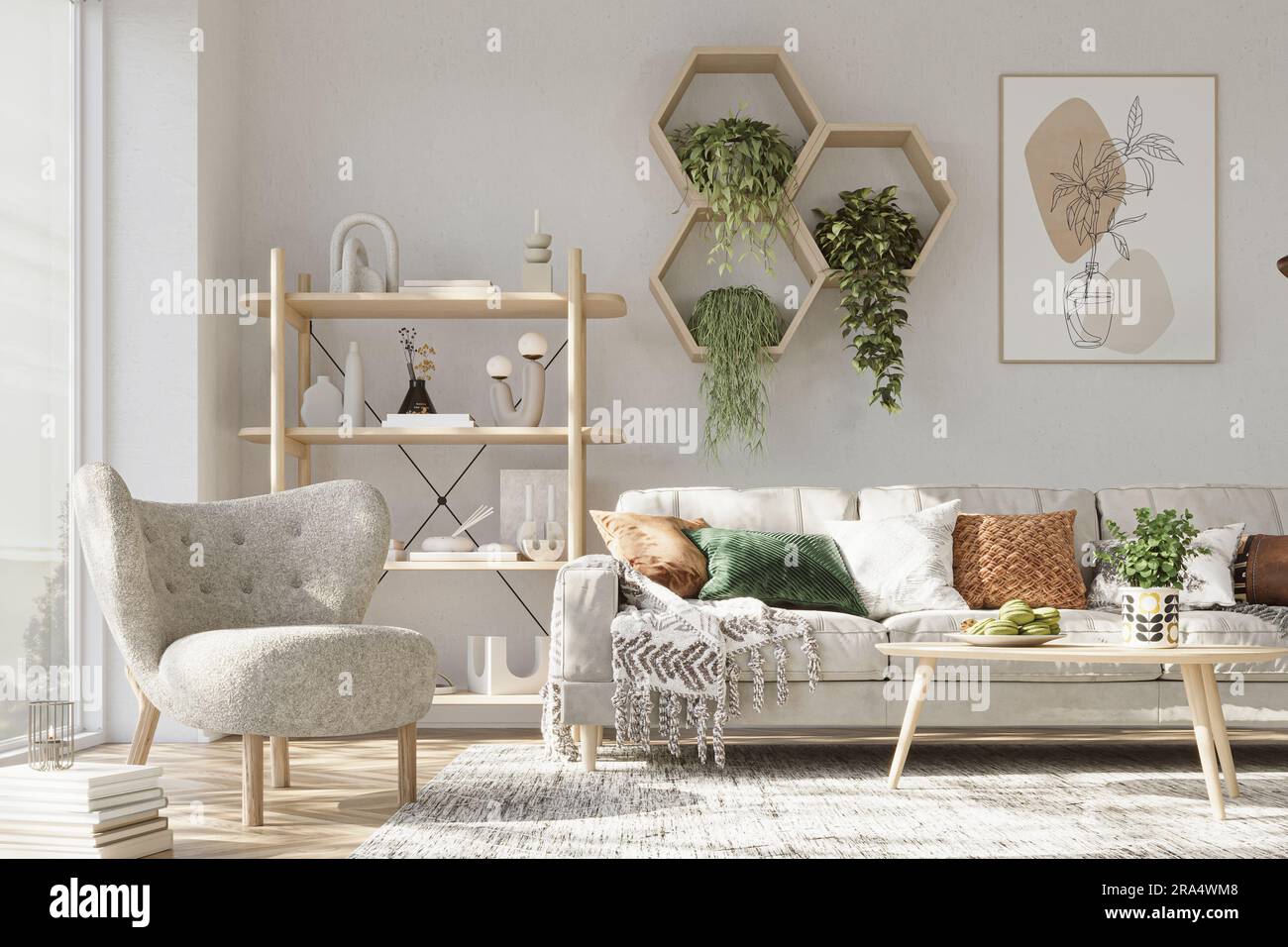 White Simplicity Iron Hexagonal Wall Storage Decoration Creative Home Living Room Wall Shelf