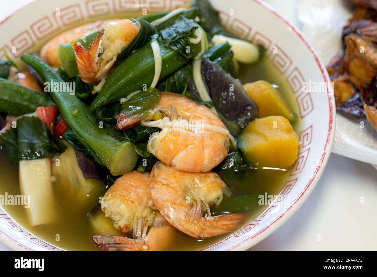 Dinengdeng, laswa, law-uy with shrimp - a healthy Filipino vegetable soup Stock Photo