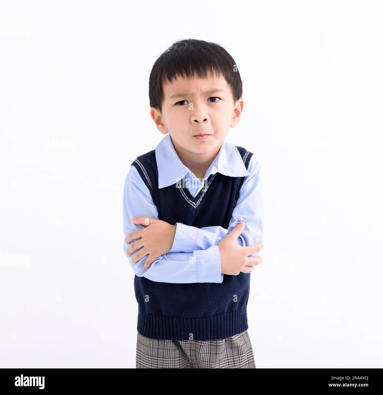 upset and disgusted asian kid Stock Photo