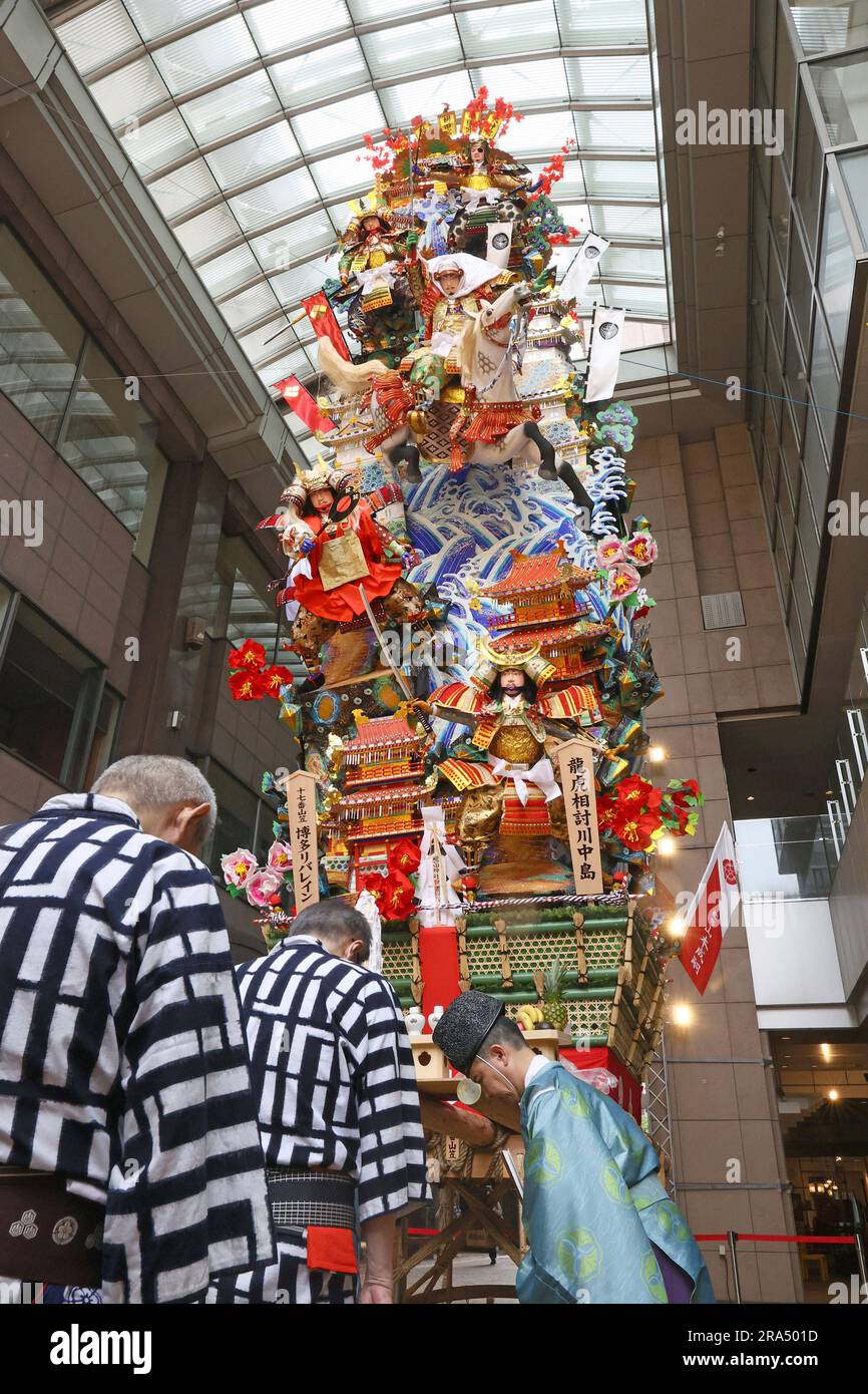 Goshin-ire, a shinto ritual to have the god reside in Yamakasa float ...