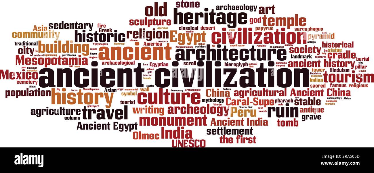 Ancient civilization word cloud concept. Collage made of words about ancient civilization. Vector illustration Stock Vector