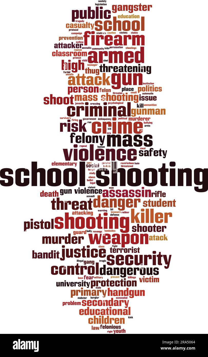 School shooting word cloud concept. Collage made of words about school