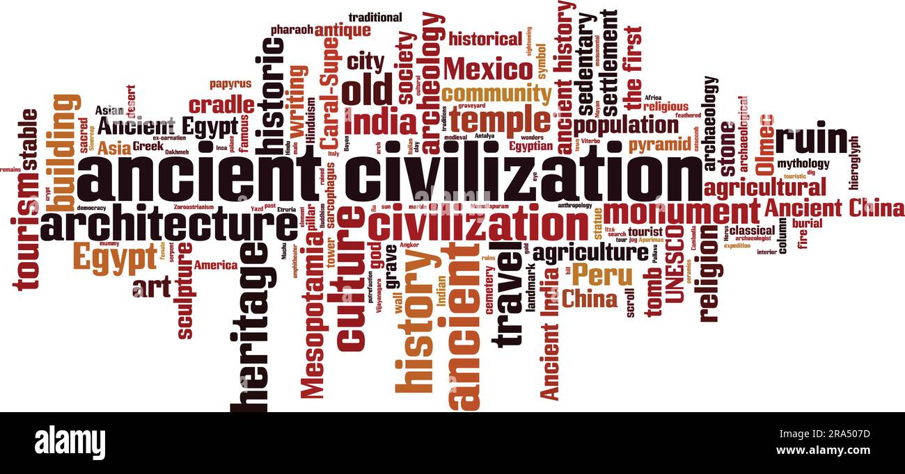 Ancient civilization word cloud concept. Collage made of words about ancient civilization. Vector illustration Stock Vector