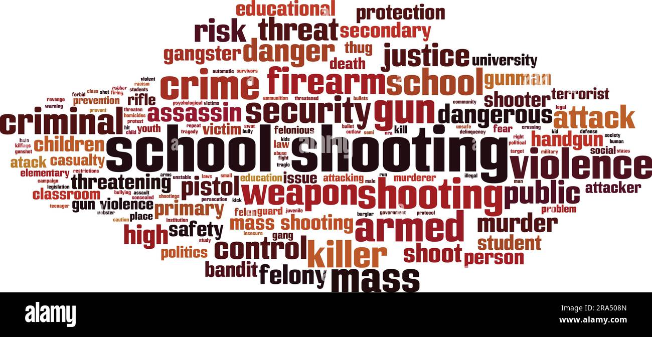 School shooting word cloud concept. Collage made of words about school